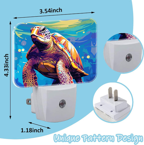 AKKAVNIA Night Light Sea Turtle Plug-in Wall LED Night Lamp with Dusk-to-Dawn Smart Sensor Lamp for Adult Bedroom