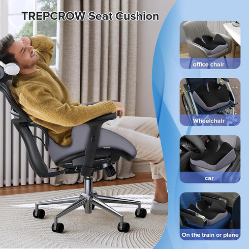 Sitting,2025 Seat Cushion for Relief Sciatica - Memory Foam Cushion for Office Chair, Hip & Coccyx Pain Relief for Long