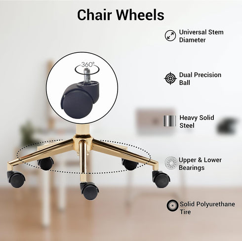 BTExpert 2" Heavy Duty Office Chair Wheels, Safe for All Floors, Rotating Mute Universal Standard Stem Size,