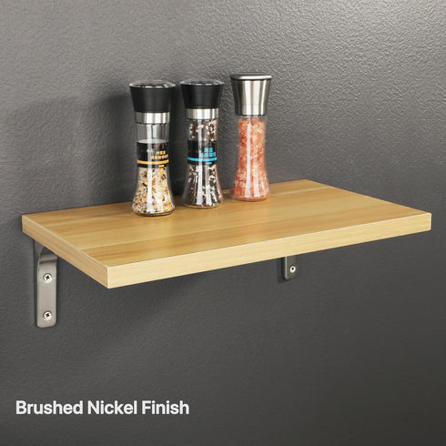 8 Inch 6 Inch, 4Pcs SAYAYO Heavy Duty Floating Shelf Brackets x Stainless Steel Wall Shelf Brackets & Supports Brushed