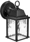 Maxxima LED Porch Lantern Outdoor Wall Light, Black with Clear Water Glass,