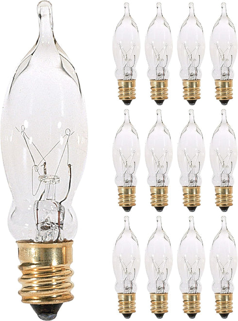 KOR (12 Pack) 7.5CFC/15/3 7.5W 120 Volt, Flame Candelabra Tip Chandelier Bulb,