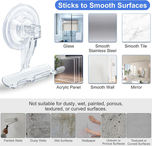ANDGOO Razor Holder for Shower, Powerful Suction Cup Hooks for Towel, Loofah, Shaver, Suction Cup Hanger, No-Damage
