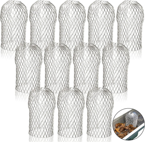 DEAYOU 12 Pack Gutter Guard Strainer, Rustproof Downspout Rain Protector for Leaf Debris Blockage