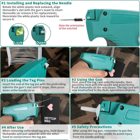 Tagging Gun Kit for Clothing, Tag Attacher with 6 Needles, 1008pcs 2" Barbs Fasteners & 1 Hard Carrying Storage Case
