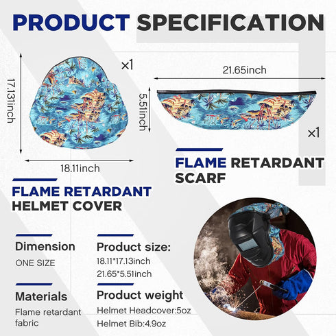 2 Set, Jecery Pcs Welding Helmet Cover and Helmet Bib Welding Accessories with Press Fit Seal for Neck Protection, Fits