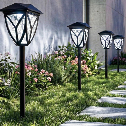 6500K IP65 6-Pack Ensenior Solar Lights Outdoor, LED Solar Garden Lights for Pathway Yard Patio Walkway Planter Walkway