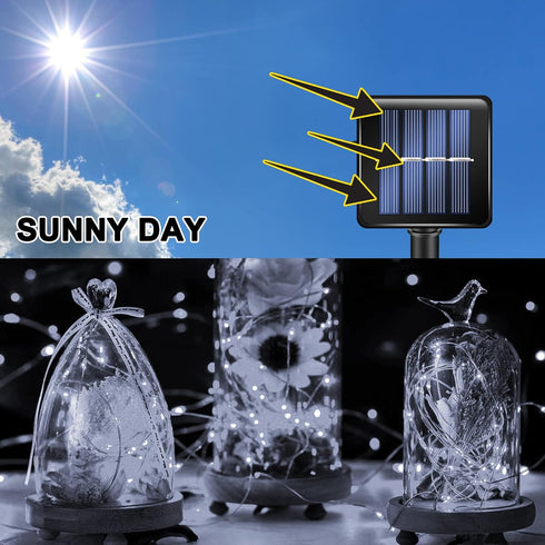 White Solar String Lights Outdoor, Total 80 FT 240 LED Solar Powered Waterproof Fairy Lights 8 Modes Copper Wire Lights for Christmas Party Tree Wedding Yard Decorations, 2 Pack by TW SHINE