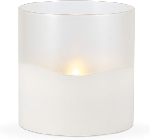 Everlasting Glow LED 6"D X 6"H Hand-Poured Wax Candle In Frosted Glass. Next Gen