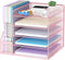 Marbrasse 5-Tier Paper Letter Tray Organizer, Mesh File Organizer for Desk, Pink