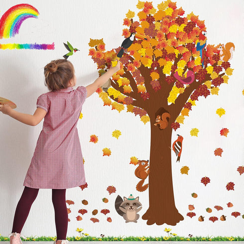 Zonon 163 Pcs Spring Classroom Tree Bulletin Board Decor, DIY Whimsy Tree Cutouts for Kid School