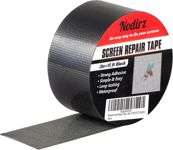 Window Screen Repair Tape, Strong Adhesive Kit for Windows or Doors, Mesh Repair (Black, 15 FT)