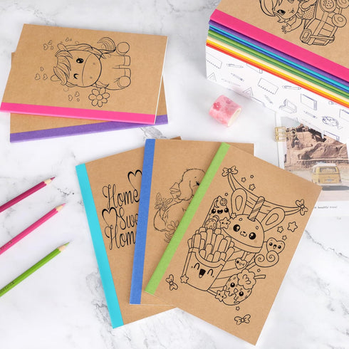 EOOUT 20 Pack A5 Kraft Notebooks, Lined Journal Bulk with Rainbow Spine, 60 Pages Soft Cover for School Office