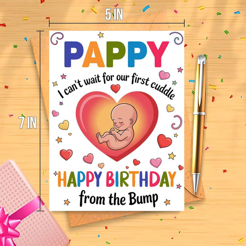 Moonlit93 Pappy - I Can't Wait For Our First Cuddle Happy Birthday From The Bump! Card - Ideas Birthday Card For Pappy