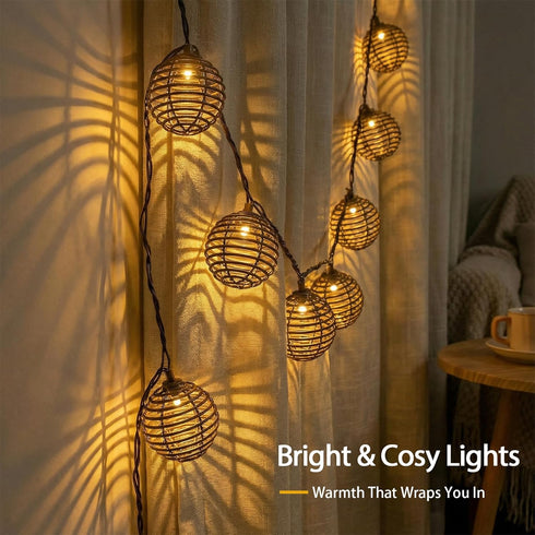 10 Bulbs Decor(9.84FT) Vigdur Patio String Lights Outdoor, Brown Globe Lantern String Lights with Plug in, Connectable