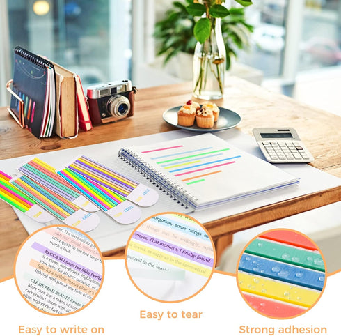 Highlighter Tape Set (1600PCS) - 10 Packs Transparent Sticky Notes, Writable Long Page Markers Tabs for Notebooks