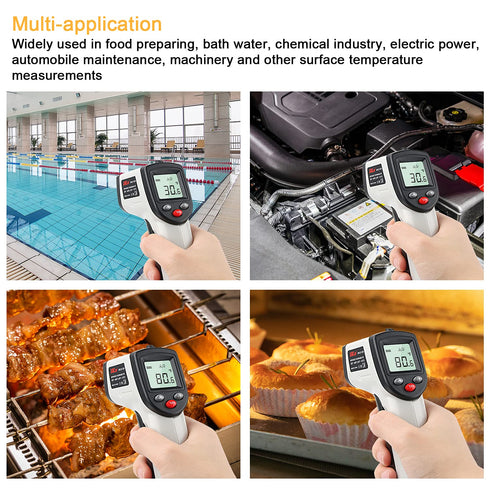 Non-Contact Digital Laser Infrared Thermometer, Handheld IR Temperature Gun for Kitchen Cooking BBQ Automotive