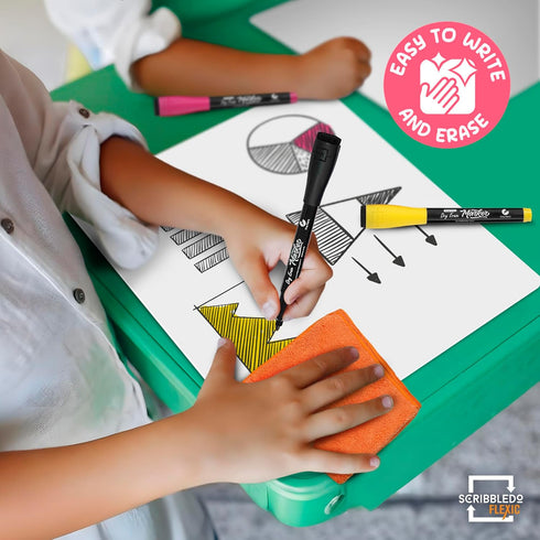 SCRIBBLEDO XY Graph Dry Erase Sheets, 9”x12” Math Practice Small White Board, Pack of 10