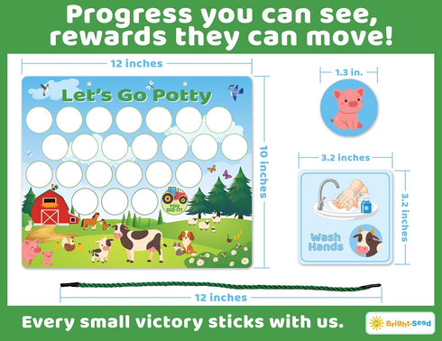 Bright Seed Reusable Magnetic Animals Potty Chart, Potty Training for Boys, Potty Training Chart for Toddler Girls