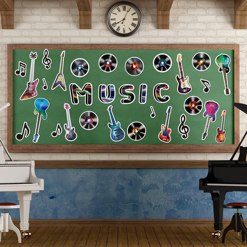 Back to School Musical Notes Rock Record Cutouts, Music Party Classroom Decorations for Kids
