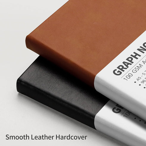 RETTACY Graph Paper Notebook - 192 Pages, Graph Grid Paper Notebook, Leather Hardcover, Brown