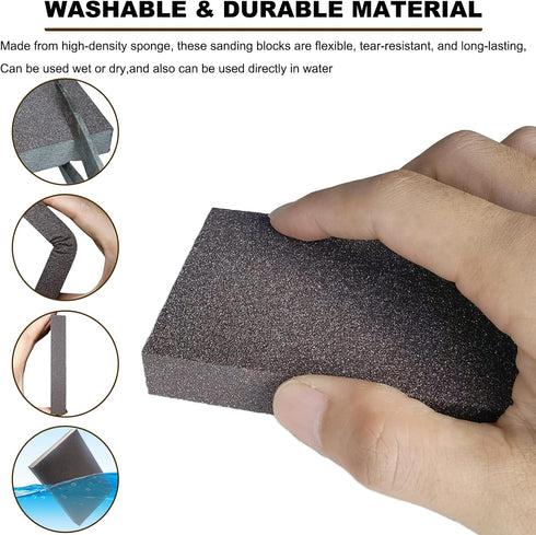 4 Pack Set -120 220 320 400 Hand Sanding Sponge Grit- Coarse Medium Fine Grit Sanding Block, Sander Sponges