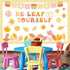 Fall Bulletin Board Decorations Set, Groovy Autumn Classroom Decor with Motivational Leaves Cutouts