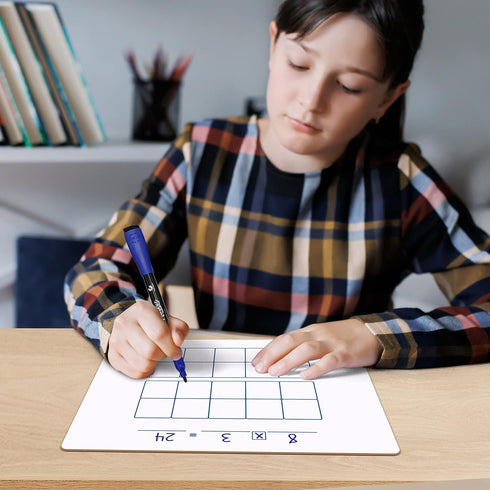 SCRIBBLEDO Dry Erase Ten Frame Area Model Board 9" x 12", Double Sided for Kids Math Practice