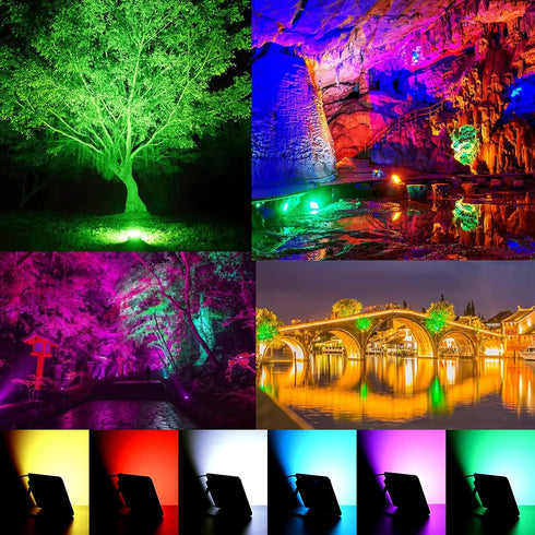 20W 3x4 IP68 MIWAT RGB LED Outdoor Luminaires - Size Waterproof Plug-in Lamp, Ideal for Courtyard, Party, Background