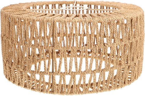 Luxshiny Rattan Lamp Shade, Cylinder Woven Lampshade Boho Lamp Shades Replacement Rustic