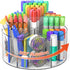 Large Acrylic Pen Holder, 360 Degree Rotating Desk Organizer with 6 Compartments, Office Marker Storage Caddy
