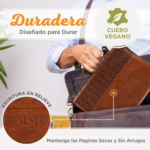 Forro para Biblia Yo se Los Planes Jeremiah 29:11, Grande, Christian Art Gifts, Dos Tonos Marrón