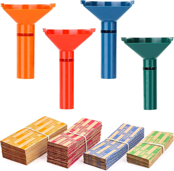 PM Company Color-Coded Coin Counting Tube with 150 Assorted Flat Coin Wrappers