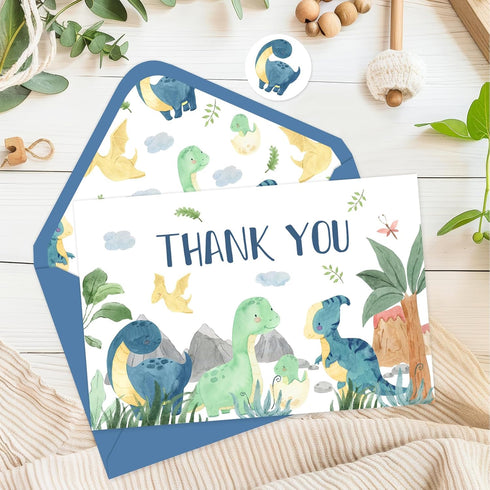 50 Pack 4 6 Inch Whaline Dinosaur Thank You Cards Boxed Watercolor Greeting Cards with Envelopes Stickers Blank Note
