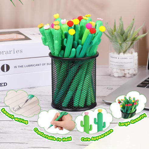 Handepo 100 Pieces Cactus Pens, Cactus Shaped Rollerball Pens, Cute Writing Pens for School Home Office Supplies
