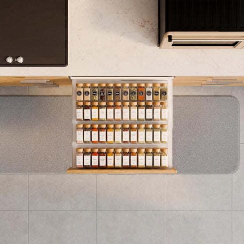 LETGO 4 Pack 11" 22" 4 (4) Adjustable Spice Rack for Drawer- Expandable From to Expandable Spice Drawer Organizer Tiers