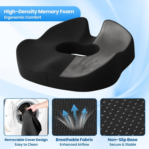 SweetSlubr Discomfort&Tailbone Large Donut Pillow Seat Cushion for Hemorrhoid Pressure, Office Chair Cushion for Long