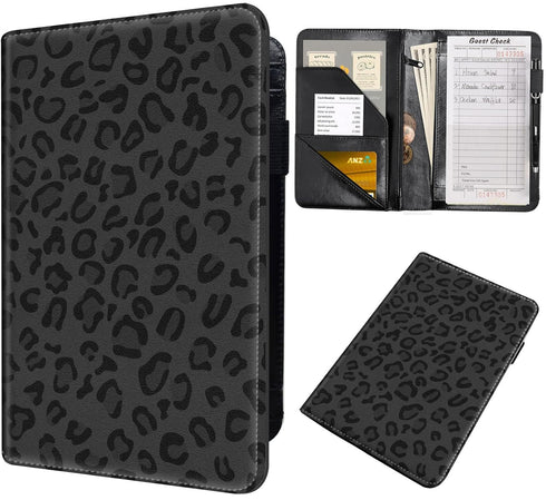 GYSYZJDH Server Book for Waitress PU Leather Cute Server Organizer with Zipper Pocket,