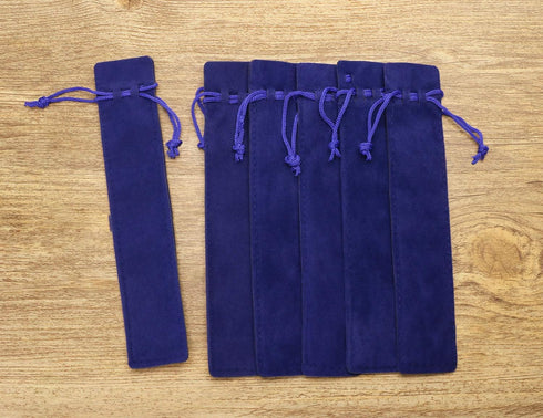 Tupalizy 10PCS Velvet Drawstring Pen Pouch Bag, 6.9x1.4 Inch Small Case for Protecting Gifting Storing Pens (Blue)