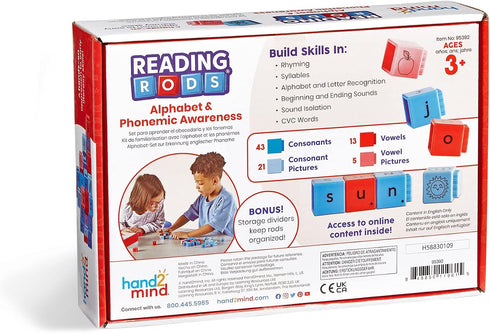 hand2mind Reading Rods Alphabet & Phonemic Awareness, Word Building Activities, Letter Blocks, CVC Words