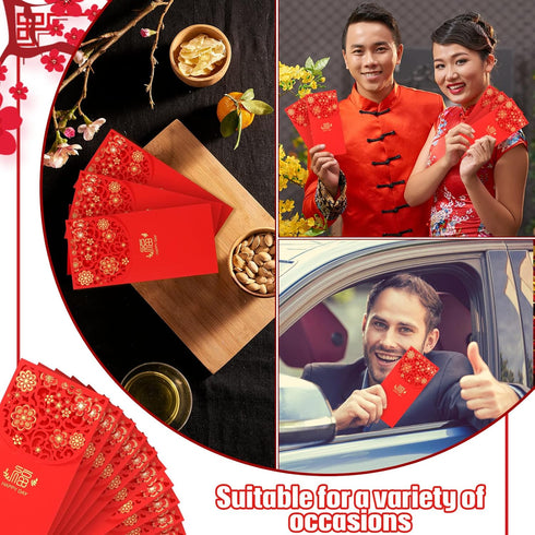 Pajean 20 Pcs Chinese New Year Red Envelopes, Year of Snake 2025 Hong Bao Lucky Money Gift Pockets