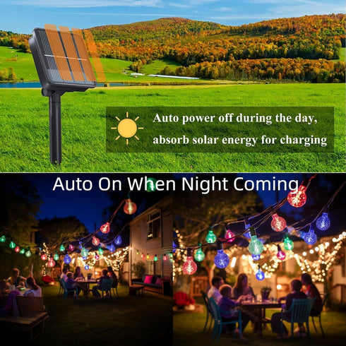 100 40 8 Solar String Lights Outdoor Led Feet Crystal Globe Lights with Lighting Modes, Waterproof Solar Powered Patio