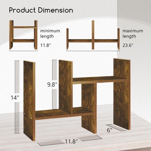 Tone/2 Pack) Jerry & Maggie Desktop Organizer Office Storage Rack Adjustable Wood Display Shelf Free Style Double H