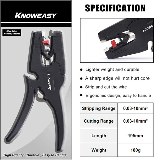 Wire Stripper, knoweasy Wire Stripper Tool with Cutter and 2 in 1 Wire Stripping Tool Works for Electronic,Electric,Automotive from 32 to 7 AWG by knoweasy