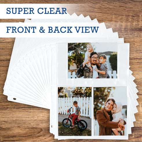 Samsill 50 Pack Ultra Clear 4x6 Photo Album Pages for 3 Ring Binder, Archival Photo Sleeves, 300 Total Photos