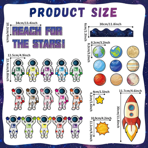 Outer Space Bulletin Board Set Space Themed Classroom Decoration Planet Astronaut Spacecraft DIY Photo Craft Cutout for School Offices Classroom Door Decor Kit Space Themed Party Supplies by Naozinebi
