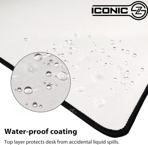 XL Extended Gaming Mouse Pad/Mat 34"x14" (White), Large Wide Desk Cloth Mousepad, Non Slip Base