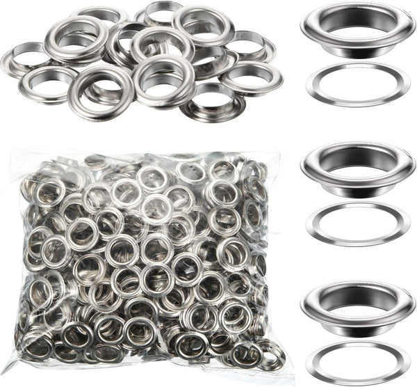 WILLBOND Grommet and Washer Kit, Finish Eyelet for Clothes, Fabric, Leather Tag Bag (500 Pieces, Silver, 1/2 Inch)