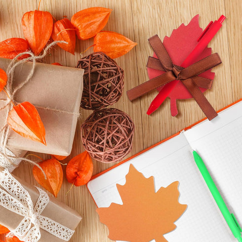 Geyee 24 Pack Fall Leaves Sticky Notepad Set - Autumn Leaf Shaped Sticky Notes with Pen for Kids and Office