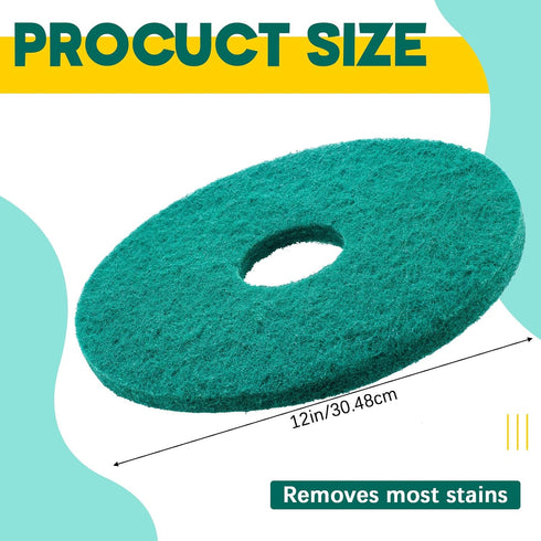 2 12" Commercial Teenyyou Pcs Green Scrubbing Pads Cleaning Orbiter Pads-Maintenance Non Woven for Floor Buffer Machine